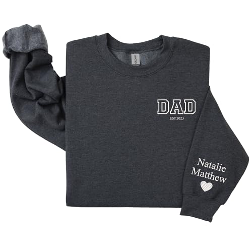 Custom Dad Embroidered Sweatshirt, Custom Sweatshirts for Men, Girl Dad Sweat for Men, Customized Black2