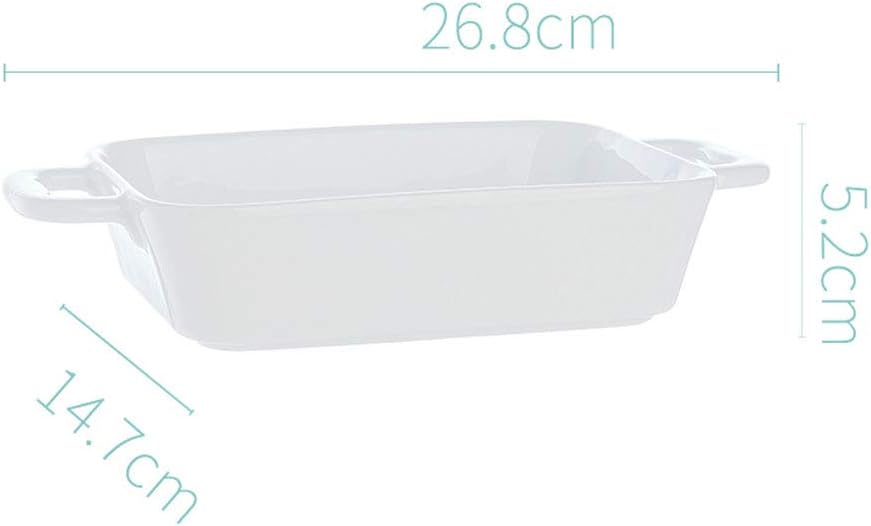 Baking Dish Rectangular Ceramic Grilled Cheese Risotto Baking Pan Microwave Oven Baking Dish Western Pottery 6 Color Optional Bakeware (Color : Yellow) (Pink)