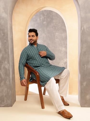 Image of SOJANYA Plus (Since 1958) Men's Cotton Ethnic Motifs Embroidered Long Kurta