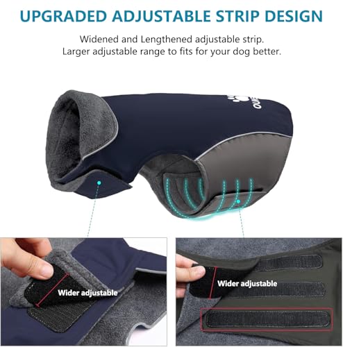 IREENUO Wasserdichter Hundemantel, Hundejacke Winter Winddichter Warmer Hunderegenmantel für Mittelgroße bis Große Hunde mit Sicheren Reflexstreifen und Verstellbarem Brustriemen (L, Blue)