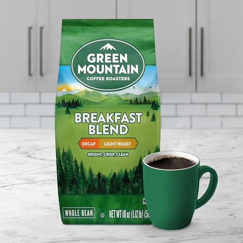 Green Mountain Coffee Roasters Breakfast Blend Decaf, Whole Bean Coffee, Bagged 18 oz