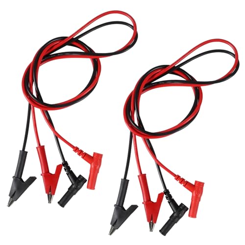 Image of UMLIFE 2Pack Multimeter Test Leads Right Angle Banana Plug to Alligator Clip Heavy Duty Silicone Wire 14 Gauge for Electrical Testing 3 Feet /1m