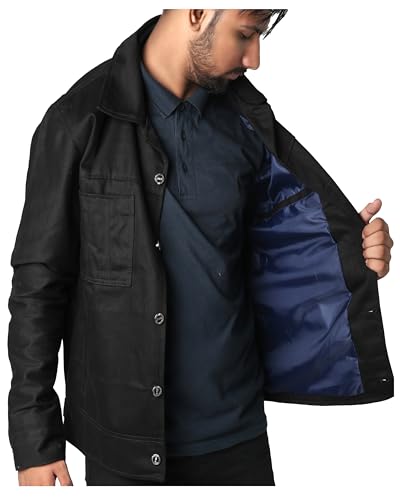 MUKHTALIF Black Denim Jacket Mens | Lightweight Trucker Jean Jacket For Men3