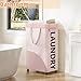 Optish Pink Laundry Basket with Wheels, Dorm Room Essentials for Girls, 90L Rolling Laundry Hamper with Wheels and Removable Mesh Bag for Clothes, Bedroom, Bathroom, College