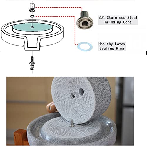 LeelanLife Medium Manual Natural Granite Stone Mill Grinder, Country Hand Crank Dry and Wet Grain Flour Grinder, Natural Wheat Paste Mill with Wooden Stand (Medium 8.6in * 13.7in)