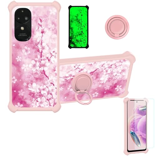 jioeuinly Case Compatible for Oukitel C38 Phone Case Cover [with Tempered Glass Screen Protector][Hard PC + Soft Silicone][Ring Support] [Luminous Effect] YGF-MH