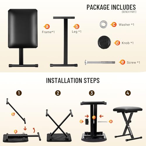 CAHAYA Solution complète Support de clavier et banc de clavier – 6 niveaux réglables en hauteur – Double X-Frame – Pour clavier de 61, 76 et 88 touches – Charge maximale : 168 kg – Noir - Les Beatles, Paul McCartney, John Lennon, RIngo Starr, George Harrison CAHAYA Solution complète Support de clavier et banc de clavier - 6 niveaux réglables en hauteur - Double X-Frame - Pour clavier de 61, 76 et 88 touches - Charge maximale : 168 kg - Noir – Image 8