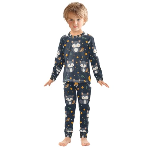 senya Nighttime Raccoon Pajamas Set Long Sleeve Soft Cotton Sleepwear 2 Piece3