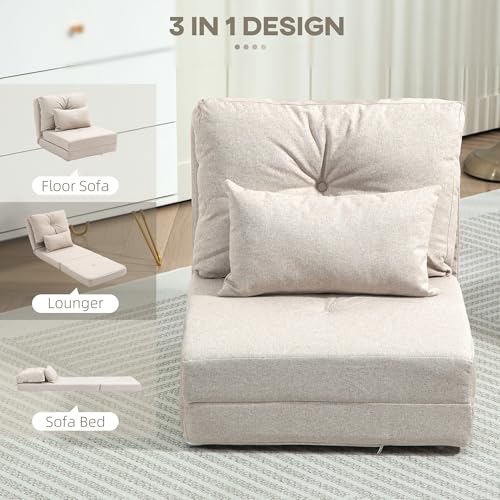 Sillón plegable beige con respaldo ajustable miniatura 5