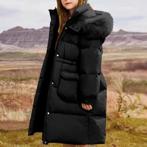 Long Puffer Jacket for Kids Girl Hooded Quilted Jacket Padded Warm Winter Thick Coat with Pockets2