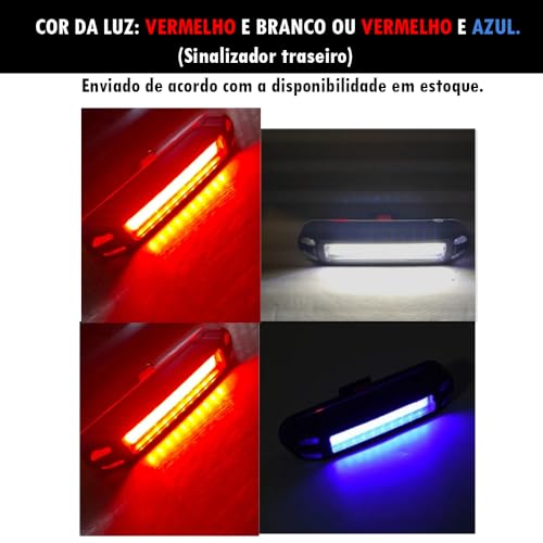 Kit Lanterna De Bike Bicicleta 2 Led Cree T6 Potente Recarregável USB em Alumínio + Sinalizador Tras