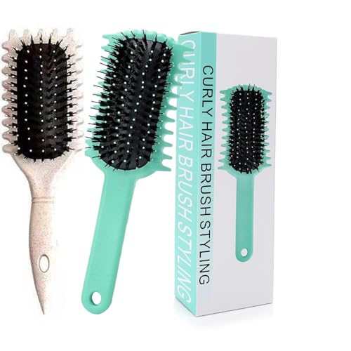 2 cepillos de pelo rizado, cepillo de definición de rizos de volumen para desenredar, dar forma y peinar los rizos de mujer, reducir los tirones (tipo 2)
