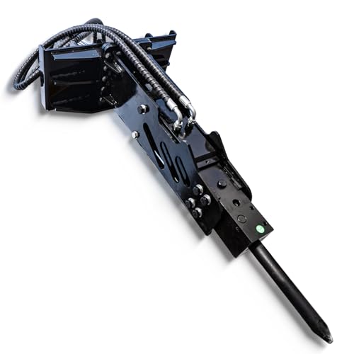 MMS Skid Steer Breaker Hammer Attachments, Hydraulic Breaker Chisels For Small Skid Steer Loader, Ideal for Construction Demolition, Road Maintenance, Landscaping and Rock Excavation