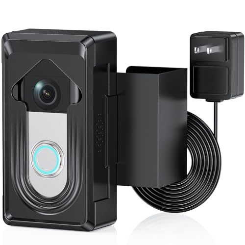 Trushome Doorbell Camera Mount, Provide Power Supply by 24V Transformer, 16.4ft Power Cable, Compatible with Wireless Ring 4/3/2 and Blink doorbell, No Drill Anti-Thief for Home Apartment