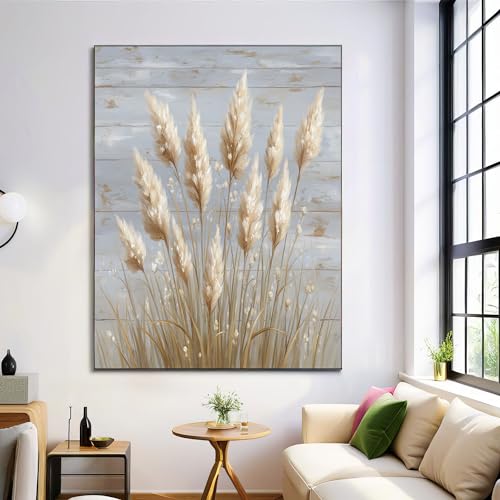 Cuadros de salón de caña pastoral crema para un dormitorio relajante de 80x120 cm
