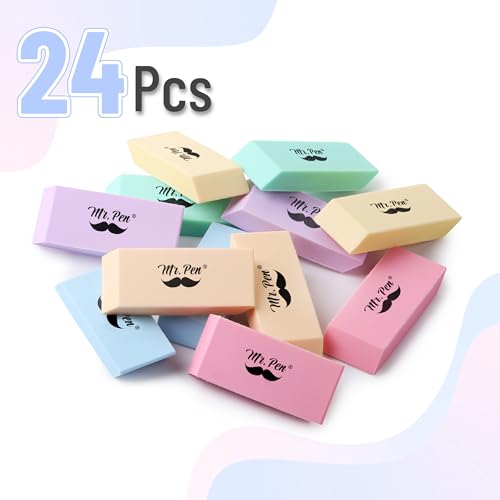Image of Mr. Pen- Pencil Eraser, 24 Pack, Pastel Colors