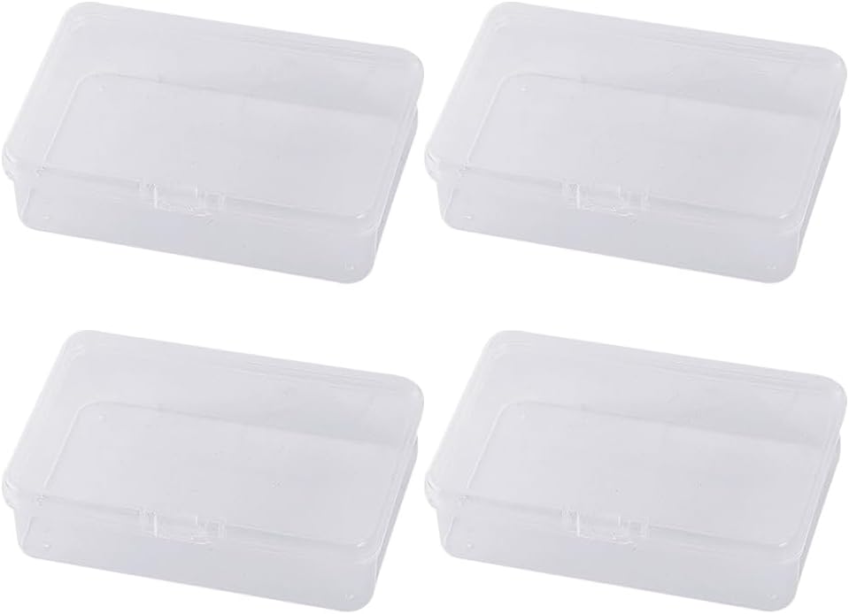 GSHLLO 4 Pcs Small Playing Card Cases Trading Card Boxes Plastic Empty Jewelry Boxes Rectangular Bead Storage Boxes Bank Card Organizer for Coins Earrings