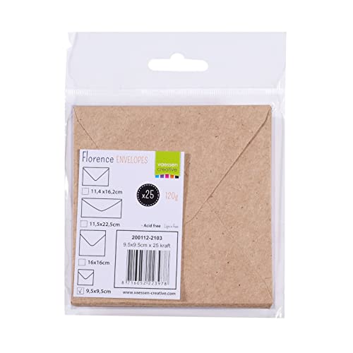 Vaessen Creative Small Square Florence Envelopes for Greeting Cards, Kraft, Set of 25, Matching Cards Available, Brown,3.7 x 3.7 inches - Image 3