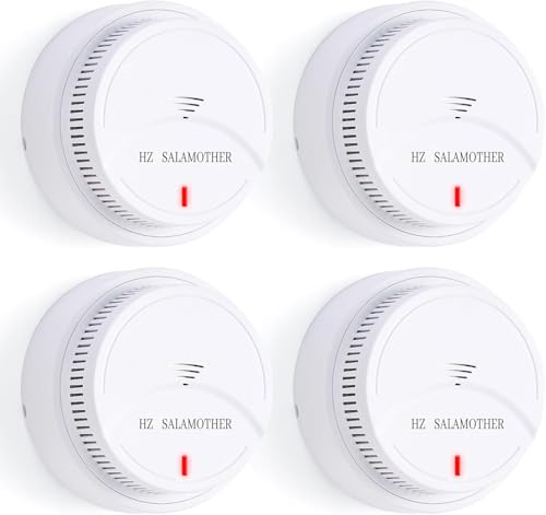 Smoke Detector 4 Pack,Fire Alarms Smoke Detectors with Photoelectric Technology with LED Lndicator and Test Button,Smoke Alarm for Home,Bedroom,Kitchen
