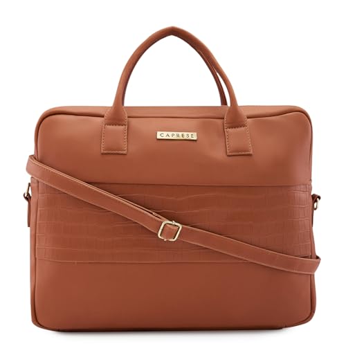 Image of Caprese Shawn Medium 16 Inch Laptop Bag for Women | Stylish 9L Business Handbag with Smart Sleeve & Back Zipper Pocket | Adjustable & Detachable Strap for Office Use