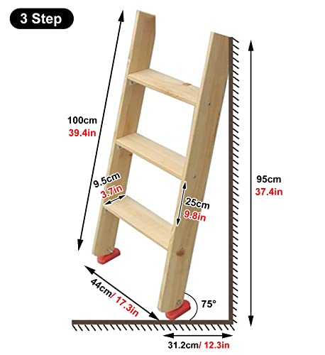Escalera de litera de madera antideslizante para evitar caídas en camas altas 4