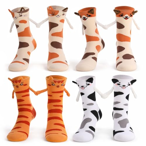 scenicamp Novelty Funny Magnetic Hand Holding Socks for Women Men Couples Gifts Winter Xmas Birthday Valentine Party Supplies Animals