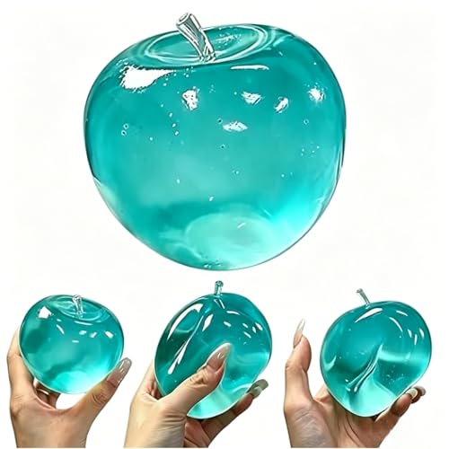 Squishy Apple Stress Ball Realistic Apple Slow-Rising Stress Relief Squeeze Fidget Toy Soft Sensory Toy for Anxiety & Focus for Kids & Adults (Blue)
