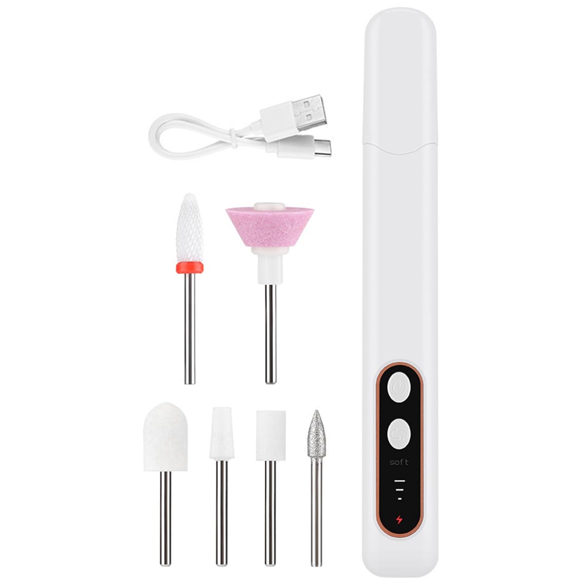 Namvo USB Electric Nail File for Acrylic Gel Nails Cordless Portable Electric Nail Drill Machine Manicure and Pedicure Tools for Home Salon