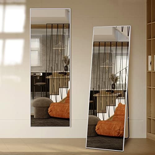 Vlsrka Full Length Mirror, Floor Standing Mirror, Wall Mounted Hanging Mirror, Full Size Mirror, Dressing Body Mirror, Tall Mirror, Big Mirror, Large Mirror for Bedroom Living Room 63" x 20" (Silver)