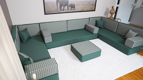 arabicsofa Middle Eastern Moroccan Majlis Seating – U Shaped Arabic Floor Cushion for Living Room – Sectional Sofa Set