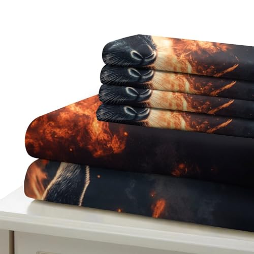 Housse de couette Lapin de Feu 3D King anti-plis et lavable