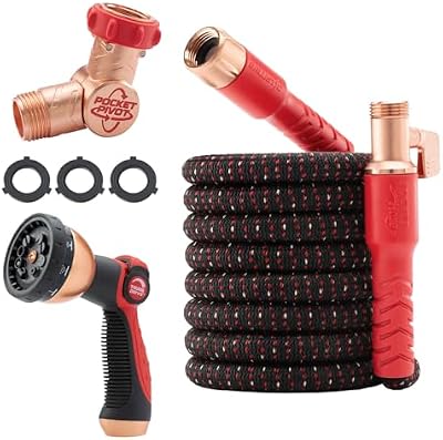 Pocket Hose Ballistic 50 FT Expandable Garden Hose w/Pocket Pivot Swivel Connector, Anti-Burst Sleeve Reinforced with Bulletproof Fiber, Lightweight, No-Kink, Compact, UV-Protected, AS SEEN ON TV