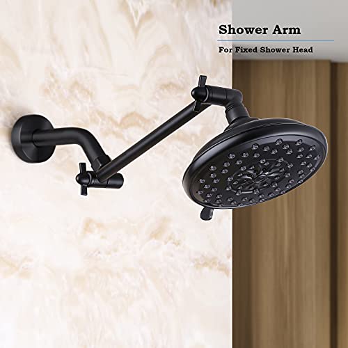 Black Shower Arm, Adjustable Shower Arm Universal Connection, All Brass Shower Extension Arm, Adjust Angle To Upgrade Shower Experience, Easy To Install (Black, 8 Inch) #TOP2