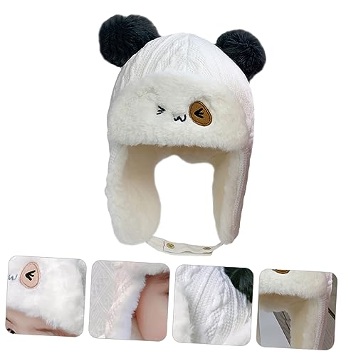 Thickened Thunder Cap Boys Winter Hat Boy Girl and Girls Winter Headwear White2