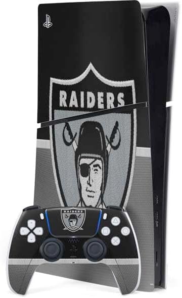 Skinit Decal Gaming Skin Compatible with PS5 Slim Digital Edition Bundle - Officially Licensed NFL Las Vegas Raiders Large Logo Design