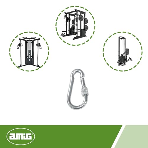 amig - Feuerwehrkarabiner aus verzinktem Stahl, Mod.30150 mit Schraubverschluss zum Verbinden von Seilen, Ketten, Riemen oder Bändern, Druckanker für Schnellverbindungen, Maße: Ø6 x 60 mm