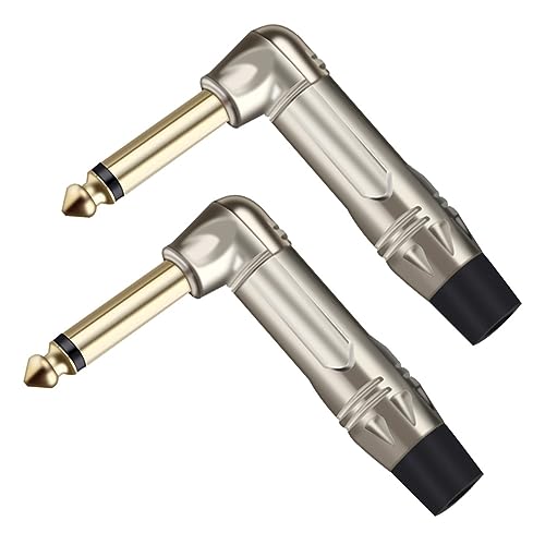 Jack 6.35mm mono mâle coudé noir : Lot 10 pièces connecteur micro 1/4 pouce et guitare