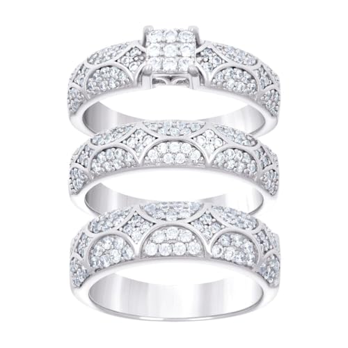 Bague argent sterling 925 et zircone bijou quotidien elle et lui