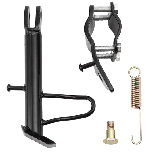 Image of Mokuo Dirt Bike Stand,Motorcycle Kickstand, Scooter Mopeds Side Stand Come with Mounting Bracket in Iron Material Compatible with Most Scooter Mopeds Mini Bike,Height of 12cm Above Ground