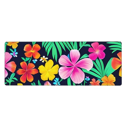 Tapis de clavier fleurs colorées résistant à l'usure, grand sous-main de bureau confortable