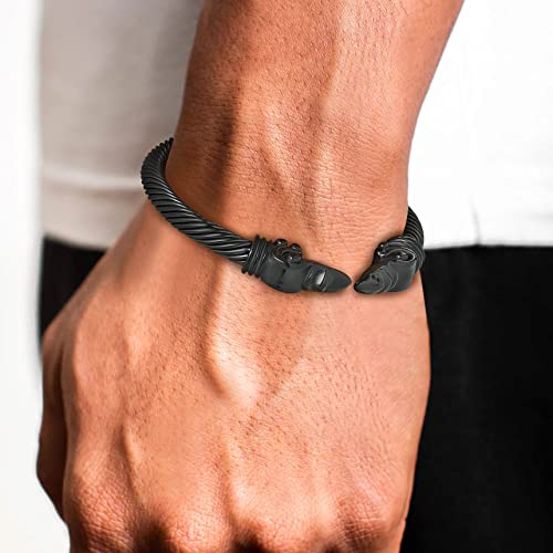 Vikings Raven Crow Bracelet Raven Jewelry Cosplay Viking Arm Rings Bracelet Black Open Cuff Bangle For Men Boys Viking Lover Stainless Steel Jewelry #TOP3