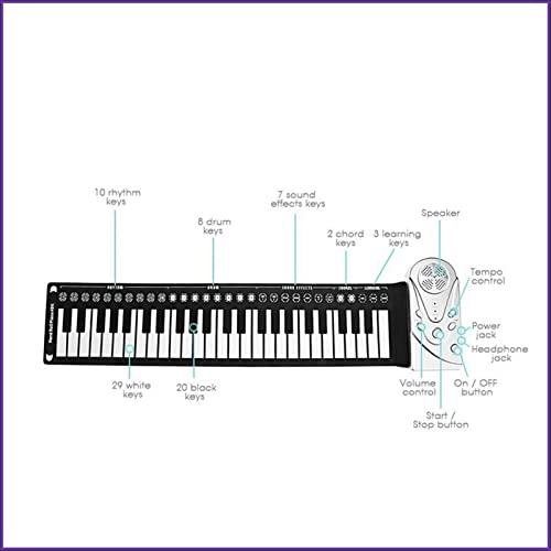 49 sleutelhandrol piano Draagbare opvouwbare zachte flexibele toetsenbord orgel met spreker (Color : A White) - Image 3