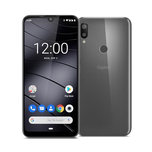 Gigaset GS190 Smartphone ohne Vertrag (15,49 cm (6,1 Zoll) V-Notch HD+ Display, 2GB RAM, 16GB Speicher, mit Android 9.0 Pie) titanium grey