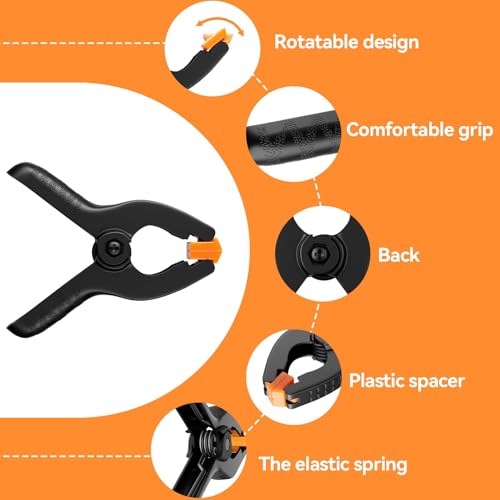 Image of EMART 12 Pack Heavy Duty Spring Clamps 2 Inch Plastic Large Professional Backdrop Clips Clamps for Backdrop Stand, Pool Cover, Photography Studio, Balloon arch, Woodworking, Crafts, Tarp