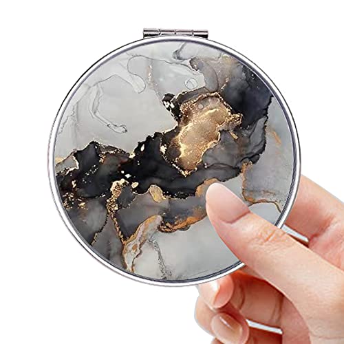 Image of Pocket Mirror, Compact Mirror, Acedada Small Mirror for Purse, Portable Travel Makeup Mirror, Folding Handheld Double-Sided 1x /2x Magnifying Compact Mirror for Women Girls Gift - Black Gilt