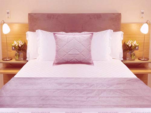 Quilted Bed Runner - Baby Pink Bed Scarf Long Side Runner Throw King/Queen/Twin Size With Decorative Cushion Cover Polyester 20" Wide X 86" Long (50 Cm X 218 Cm) #TOP28