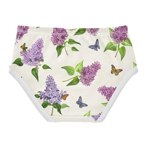 Cotton Toddler Underwear Custom Lilac Flowers Purple Lavender Beige Panties for Girl Print Briefs Girls Undies 2t2