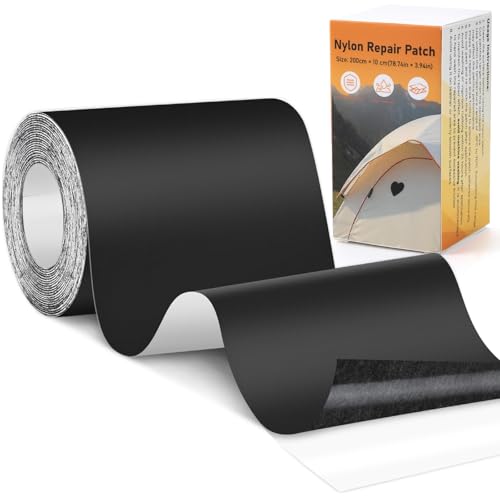 Euqvunn Nylon Flicken Selbstklebend, Selbstklebendes Zelt Reparaturset (200cm x 10cm), Schweres Nylon, Wasserabweisend, flicken selbstklebend stoff...