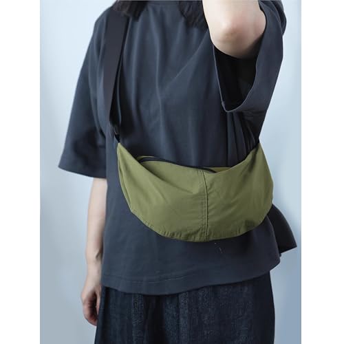 Image of Nylon Crossbody Bag For Women Men Casual Lightweight Crescent Shoulder Hobo Purse With Wide Adjustable Strap