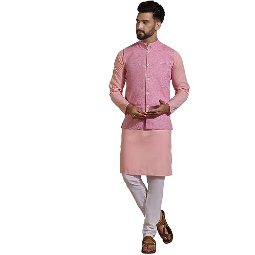 Ensemble Kurta de pur coton blanc Sojanya et sa veste Nehru haut de gamme